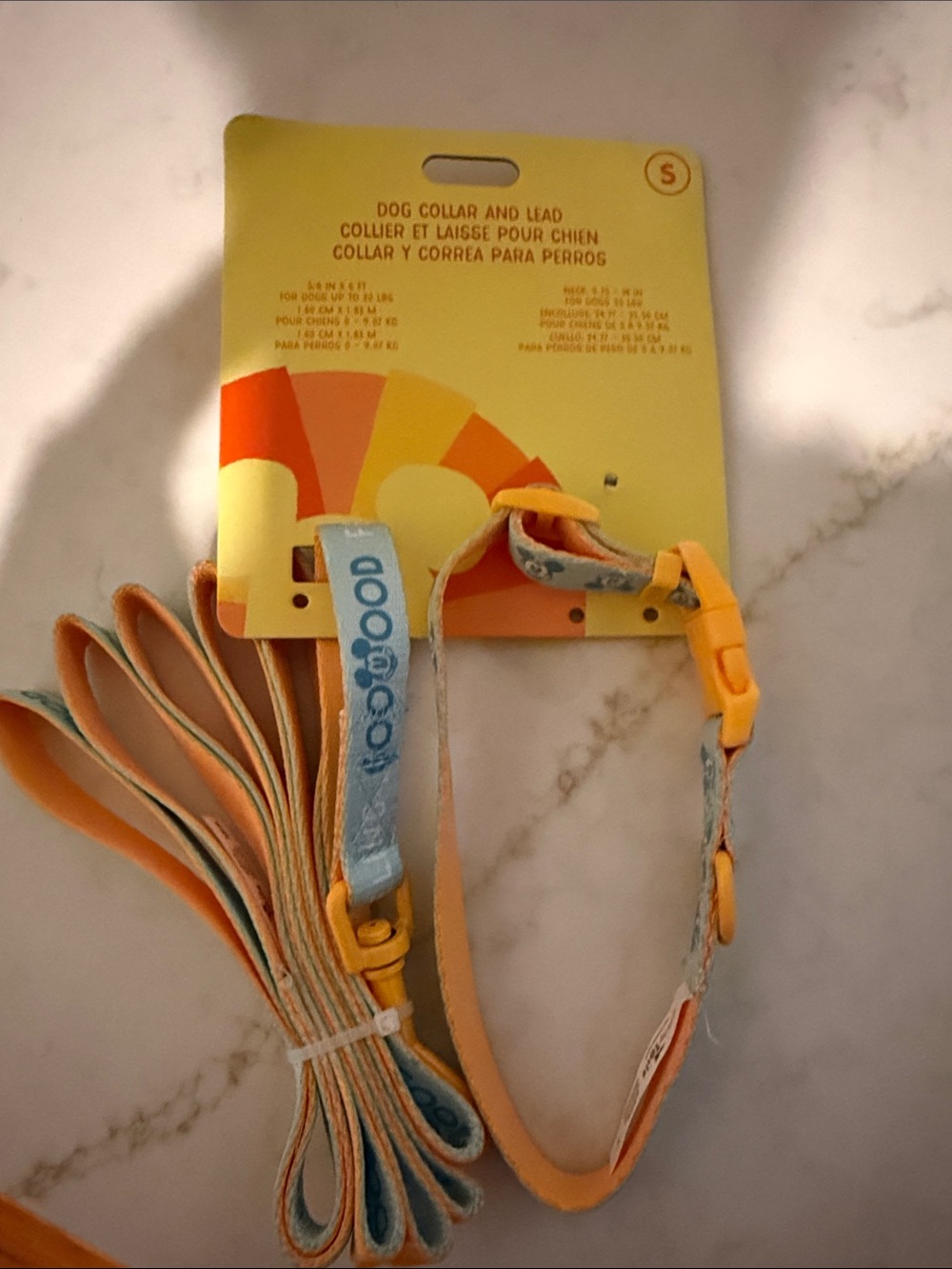 Disney Orange and Light Blue Dog Collar & Lead Set
